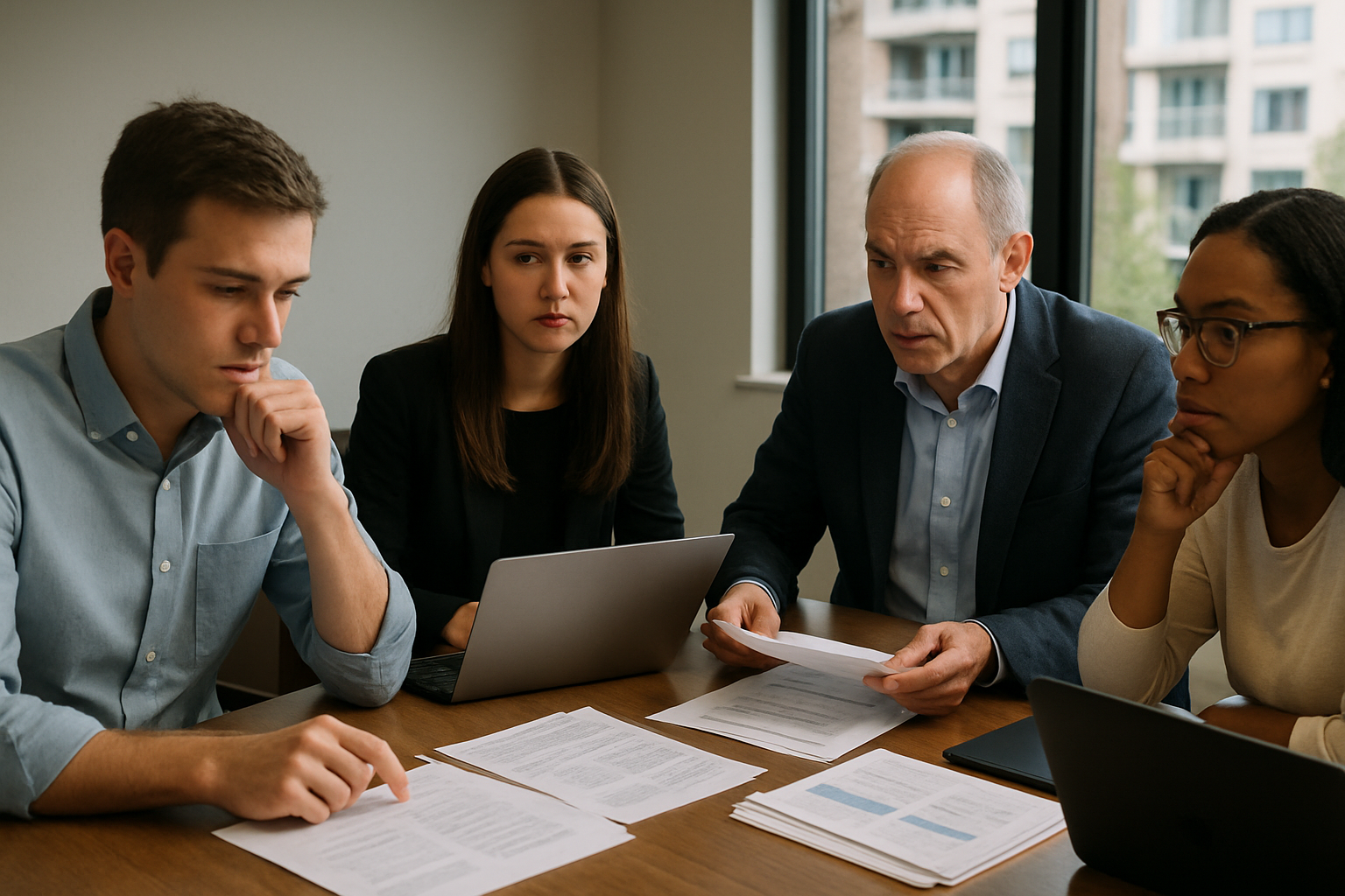 Multifamily operations team reviewing portfolio information