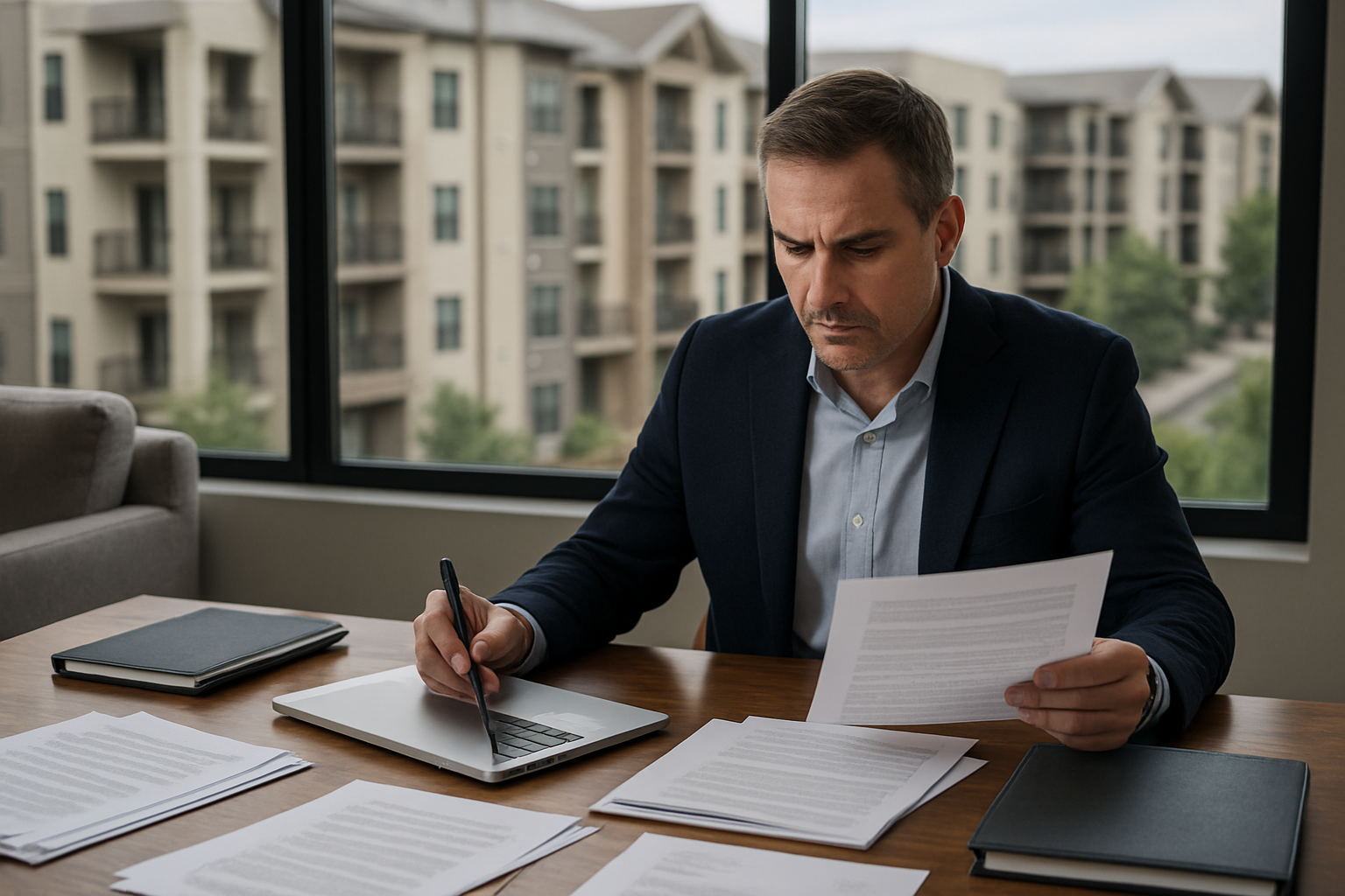 Multifamily operations team reviewing portfolio information